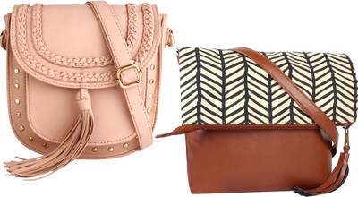 

Lychee Bags Girls Casual Multicolor PU, Canvas Sling Bag