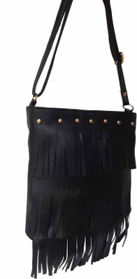 

ALIVE Girls Casual Black Leatherette Sling Bag
