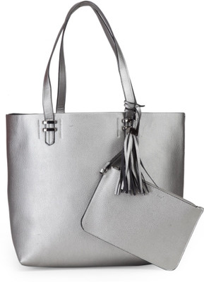 

LONDON RAG Women Casual Silver PU Tote