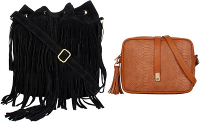 

Lychee Bags Girls Casual Black, Tan PU Sling Bag