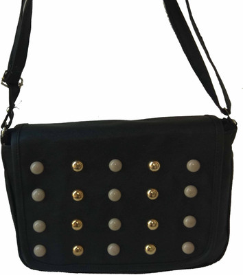 

ALIVE Girls Casual Black Leatherette Sling Bag