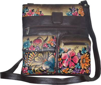 

Shankar Produce Girls Casual Multicolor Genuine Leather Sling Bag