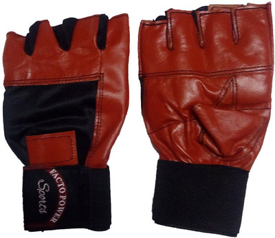 

FACTO POWER 100 % PURE LEATHER (FINGER CUT DESIGN) - (Model : 1441) Gym & Fitness Gloves (, Red