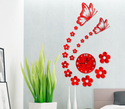 

Naveed Arts  Acrylic wall clock Sticker(Pack of 1, Red mirror