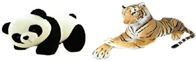 

mega star Panda Soft Toy (26 cm) and Brown stuffed tiger animal (32 cm) combo - 10 cm(Multicolor)