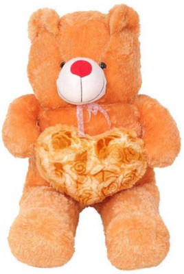 

ATTRACTIVE 3 FEET BROWN JUMBO TEDDY BEAR WITH HEART - 90 cm(Brown)