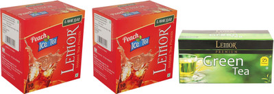 

Lemor Pack of 2 Peach flavour Ice Tea (10 sachet) and 1 Pack of 25 Pure Green Tea Bags Box(45 Bags)