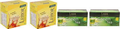 

Lemor Pack of 2 Lemon flavour Instant Ice Tea (10 sachet) and 2 Pack of Pure Green 25 Tea Bags Box(70 Bags)