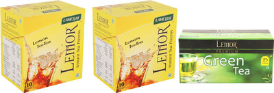 

Lemor Pack of 2 Lemon flavour Instant Ice Tea (10 sachet) and 1 Pack of 25 Pure Green Tea Bags Box(45 Bags)
