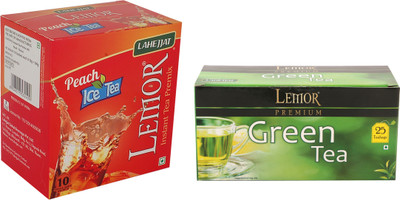 

Lemor Pack of 1 Peach Ice Tea (10 sachet) and 1 Pack of 25 Pure Green Tea Bags Box(35 Bags)