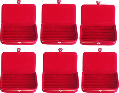 

Funkroo Pack of 6 maroon ring folder Studs Tops jewelry cosmetic case Vanity Box makeup Vanity Box(Maroon)