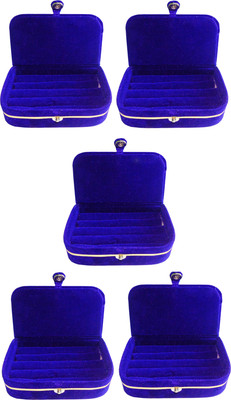 

Funkroo Pack of 5 blue ring folder Studs Tops jewelry cosmetic case Vanity Box makeup Vanity Box(Blue)