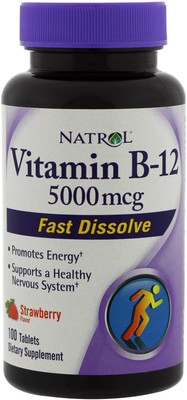 

Natrol Vitamin B-12, Fast Dissolve, Strawberry Flavor, 5000 mcg, 100 Tablets(100 No)