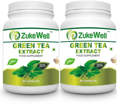 

Zukewell Green Tea Extract 500 mg (60% Polyphenols) Fat Burner-60 Pure Veg Capsules Pack of 2 (60 g)(60 No)