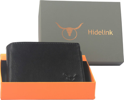 

Hidelink Men Black Genuine Leather Wallet(6 Card Slots)