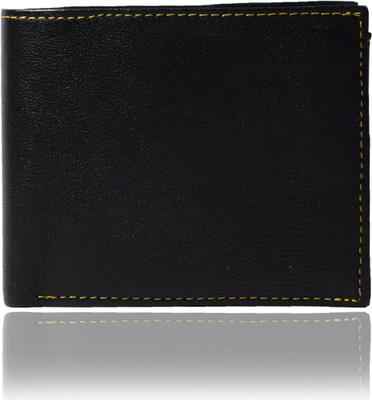 

Toughstance Men Black Genuine Leather Wallet(9 Card Slots), Black-brown