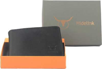 

Hidelink Men Black Genuine Leather Wallet(6 Card Slots)
