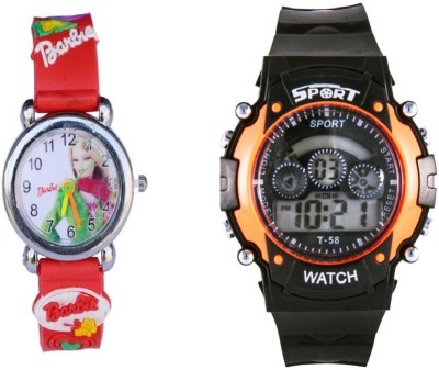 lavishable Black DailBarbe Red Watch Combo 7 lights Watch - For Boys & Girls Watch  - For Boys & Girls   Watches  (Lavishable)