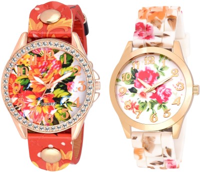 COSMIC XYZ MULTI COLOR FLORAL WITH BIG SIZE DIAL -35 MM LADIES DIAMOND STUDDED PARTY WEAR Watch  - For Women   Watches  (COSMIC)