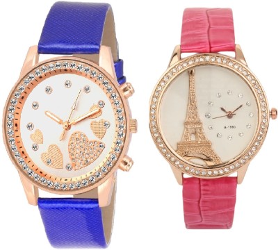 sooms Effil tower new original paris Dial Multicolour Leather Pink Strap WITH QUEEN OF HEARTSSOOMS SL-0068 BLUE STRAP SUPER BEAUTIFUL LADIES PARTY WEAR Watch  - For Women   Watches  (Sooms)