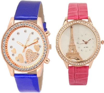 View sooms Effil tower new original paris Dial Multicolour Leather Pink Strap WITH QUEEN OF HEARTSSOOMS SL-0068 BLUE STRAP SUPER BEAUTIFUL LADIES PARTY WEAR Watch  - For Women Wrist Watches Price Online(Sooms)