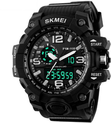 Awiser Dual Time Alarm Digital Analog Black Chronograph Watch - For Men