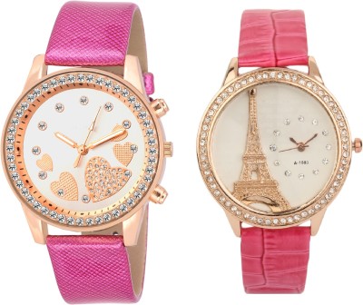 COSMIC Effil tower new original paris Dial Multicolour Leather Pink Strap WITH QUEEN OF HEARTSSOOMS SL-0068 pink STRAP SUPER BEAUTIFUL ladies party wear Watch  - For Women   Watches  (COSMIC)