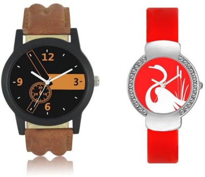 FASHION POOL LOREM MEN'S MOST RUNNING ROUND DIAL ORANGE & BLACK COLOR COMBO DIAL GRAPHICS WATCH WITH VALENTIME ROUND DIAL RED COLOR SWAN GRAPHICS WATCH DIAL WITH BROWN COLOR LEATHER BELT & RED PU BELT WATCH FOR PROFESSIONAL & CASUAL WEAR WATCH FOR FESTIVAL SPECIAL Watch  - For Boys & Girls   Watches  (FASHION POOL)