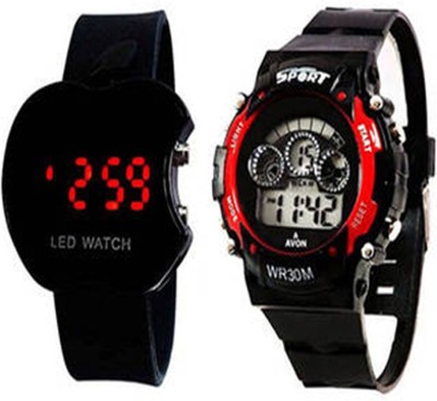 HEZ Sport Red And Black Apple Led Watch-(Pack Of 2) Watch  - For Boys   Watches  (HEZ)