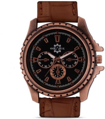 GEARZ Chrono Pattern Copper Finish Case with Black Dial Classic Watch  - For Men   Watches  (GEARZ)