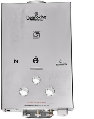 Thermoking 6 L Storage Water Geyser (GAS WATER STEELTANK WHITE 6 LTR, White)