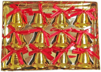 

S & S Handicrafts Box Golden Bell 12p Hanging Ornaments Pack of 12