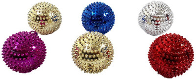 

DUS10 Christmas Xmas Tree Decorative Multicolor Plastic Teeth Balls/Christmas Tree unique Design Creative Hanging Ornaments Balls (Small Size, 5 CM Dia) - pack of 6 Balls Hanging Ornaments Pack of 6