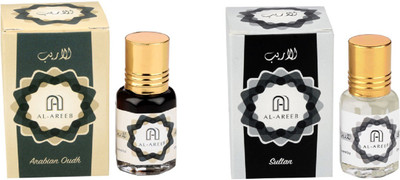 

AL AREEB EXCLUSIF SERIES COLLECTION COMBO PACK OF 2 ARABIAN OUDH & SULTAN ( WHITE OUDH ) Herbal Attar(Oud (agarwood))
