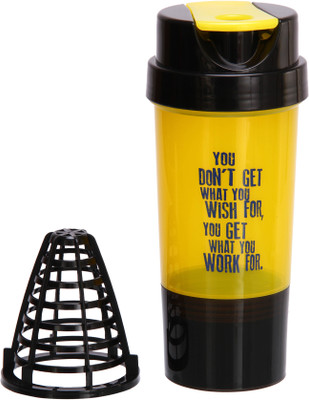 

iShake Yellow Body Black Cap Tornado gym bottle 500 ml Shaker(Pack of 1, Yellow, Black)