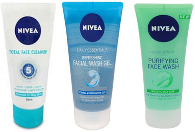 

Nivea PURIFYING FACE 55 ML + TOTAL FACE CLEAN UP FACE WASH 50 ML + REFRESHING FACE WASH 55 ML Face Wash(50 ml)