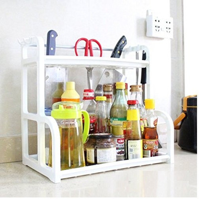 

SYGA Kitchen Organizer Rack with hooks home organizer racks Plastic Kitchen Rack(White)