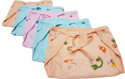 

GoodStart Reusable Padded Hosiery Cotton Baby Nappies - Set of 5, (6-12 Months, Multicolor