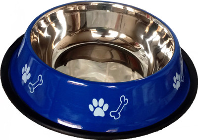 

Petshop7 Stainless Steel Anti Skid Dog Food Bowl Small 700ML Round Stainless Steel Pet Bowl & Bottle(700 ml Blue)