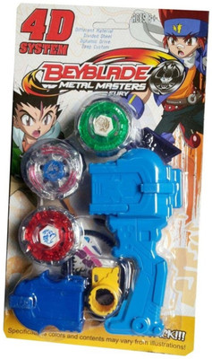 Mahvi Toys 3 Beyblade Set With Handle Launcher Metal Fighters(Multicolor)