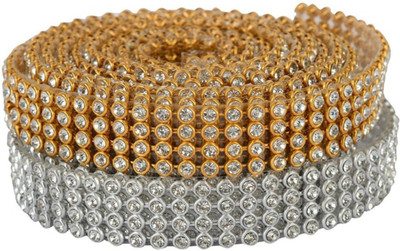 BestUBuy Stone lace Combo Gold & Silver 4-line full length 1.25 meters for bangles/jewellery decoration