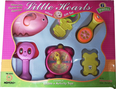

kidoz kingdom PLAYMATE LITTLE HEART RATTLE SET 6 PIECES Rattle(Multicolor)