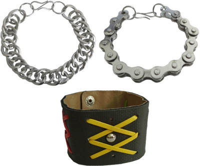 rich & famous Leather, Metal Bracelet Set