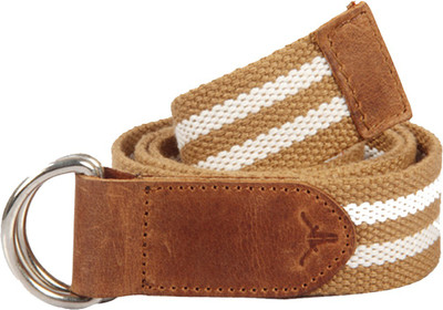 

hidekraft Men & Women Casual Tan, White Genuine Leather, Canvas Belt