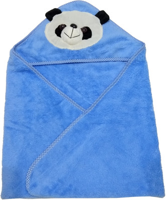 

GoodStart Embroidered  Hooded Baby Blanket(Polyester, Sky Blue