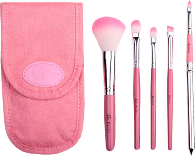 

CORINGCO Lovely Pink Pouch Brush Set 5Pcs, High Quality Superfine Fibre Makeup Brush Set, Makeup Tool, Brush Set With Pouch(Pack of 5)