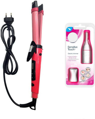 

IBS 2 in 1 AK-1818 Hair Styler Straightener cum Curler Temperature Controller Simply Straight WITH Facial hair Razor remover Cordless Trimmer combo set of 2(Set of 2)