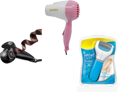 

IBS Hair Styler Waver Curler Simply WITH velvet soft PEDICUREcombo set of 3(Set of 3)