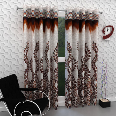 

Panipat Textile Hub 274 cm (9 ft) Polyester Long Door Curtain (Pack Of 2)(Printed, Brown)