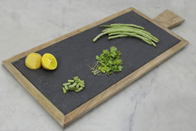 

Organic Home Wood And Black Slate Cheese Board Stoneware, Wood Cutting Board(Black, Brown)